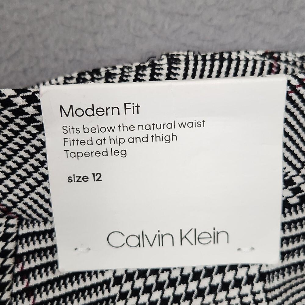 Calvin Klein Dress Pants Womens 12 Gray Plaid Modern Fit Slim Tapered Stretch - Picture 11 of 16